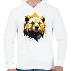 PRINTFASHION Medve - Férfi kapucnis pulóver - Fehér