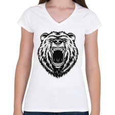PRINTFASHION Medve  - Női V-nyakú póló - Fehér női póló