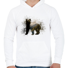 PRINTFASHION medvében az erdő - Férfi kapucnis pulóver - Fehér