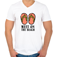 PRINTFASHION meet - Férfi V-nyakú póló - Fehér férfi póló