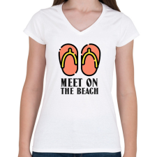 PRINTFASHION meet - Női V-nyakú póló - Fehér női póló