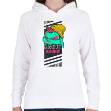 PRINTFASHION Méges nyuszi - Női kapucnis pulóver - Fehér női pulóver, kardigán