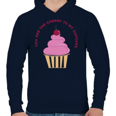 PRINTFASHION Meggyes muffin - Férfi kapucnis pulóver - Sötétkék