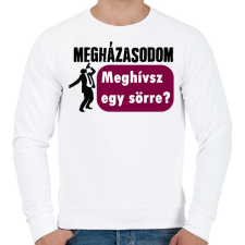 PRINTFASHION Megházasodom! Meghívsz egy sörre? (részeg fazon) - Férfi pulóver - Fehér férfi pulóver, kardigán