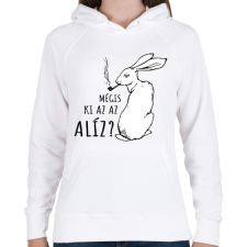 PRINTFASHION Mégis ki az az Alíz? - Női kapucnis pulóver - Fehér női pulóver, kardigán
