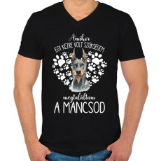 PRINTFASHION Megtaláltam a mancsod - Dobermann - Férfi V-nyakú póló - Fekete