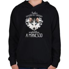 PRINTFASHION Megtaláltam a mancsod - Husky - Gyerek kapucnis pulóver - Fekete gyerek pulóver, kardigán