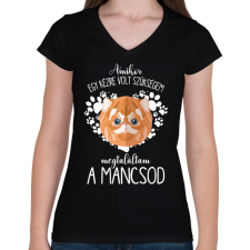 PRINTFASHION Megtaláltam a mancsod - Macska - Női V-nyakú póló - Fekete női póló