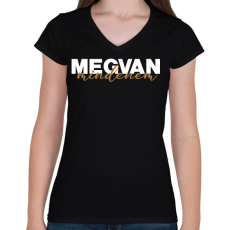 PRINTFASHION Megvan mindenem - páros minta - Női V-nyakú póló - Fekete