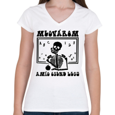PRINTFASHION Megvárom - Csontváz - Női V-nyakú póló - Fehér női póló