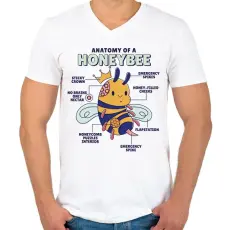 PRINTFASHION Méhecske anatómia - Férfi V-nyakú póló - Fehér