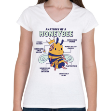 PRINTFASHION Méhecske anatómia - Női V-nyakú póló - Fehér