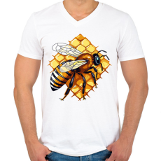 PRINTFASHION Méhecske  - Férfi V-nyakú póló - Fehér