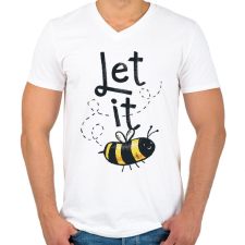 PRINTFASHION Méhecske - Let it bee - Férfi V-nyakú póló - Fehér férfi póló