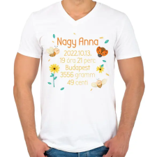 PRINTFASHION Méhecskék baba adatok - Férfi V-nyakú póló - Fehér férfi póló