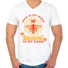 PRINTFASHION Méhész anya - Férfi V-nyakú póló - Fehér