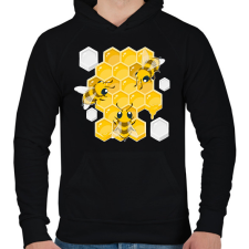 PRINTFASHION méhész - Férfi kapucnis pulóver - Fekete férfi pulóver, kardigán