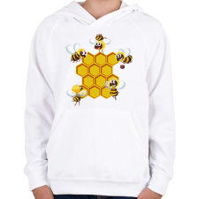 PRINTFASHION Méhész - Gyerek kapucnis pulóver - Fehér gyerek pulóver, kardigán