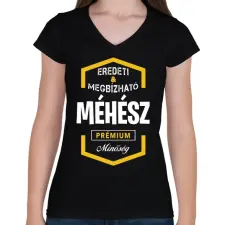 PRINTFASHION Méhész prémium minőség - Női V-nyakú póló - Fekete női póló
