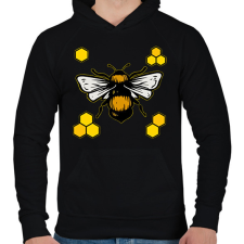 PRINTFASHION méhészet - Férfi kapucnis pulóver - Fekete férfi pulóver, kardigán