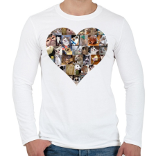 PRINTFASHION Meme cat heart - Férfi hosszú ujjú póló - Fehér férfi póló