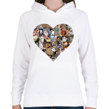 PRINTFASHION Meme cat heart - Női kapucnis pulóver - Fehér női pulóver, kardigán