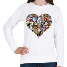PRINTFASHION Meme cat heart - Női pulóver - Fehér női pulóver, kardigán