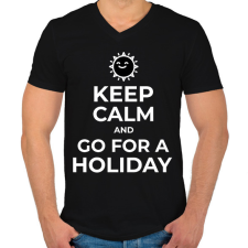 PRINTFASHION MENJ NYARALNI - Férfi V-nyakú póló - Fekete férfi póló