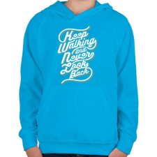 PRINTFASHION Menj tovább - Gyerek kapucnis pulóver - Azúrkék gyerek pulóver, kardigán
