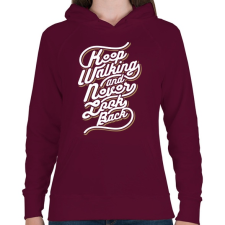 PRINTFASHION Menj tovább - Női kapucnis pulóver - Bordó női pulóver, kardigán