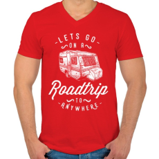 PRINTFASHION Menjünk kirándulni - Férfi V-nyakú póló - Piros