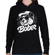 PRINTFASHION Menő Bober - Női kapucnis pulóver - Fekete