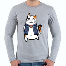 PRINTFASHION Menő macska - Férfi hosszú ujjú póló - Sport szürke férfi póló