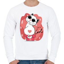 PRINTFASHION Menő macska - Férfi pulóver - Fehér férfi pulóver, kardigán