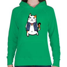 PRINTFASHION Menő macska - Női kapucnis pulóver - Zöld