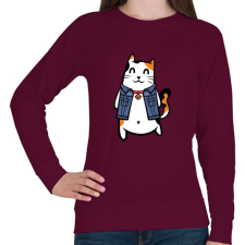 PRINTFASHION Menő macska - Női pulóver - Bordó női pulóver, kardigán