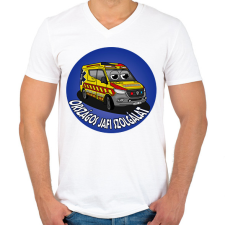 PRINTFASHION mentőautó pisti 3 - Férfi V-nyakú póló - Fehér férfi póló