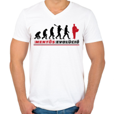 PRINTFASHION Mentős evolúció - Férfi V-nyakú póló - Fehér férfi póló