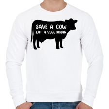 PRINTFASHION Mentsd meg egy  tehenet - Férfi pulóver - Fehér férfi pulóver, kardigán