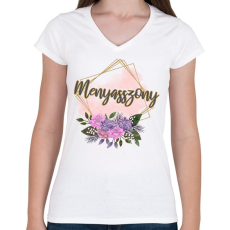 PRINTFASHION Menyasszony (arany keretes) - Női V-nyakú póló - Fehér