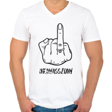 PRINTFASHION Menyasszony VS. Asszony - vicces póló minta lánybúcsúra a menyasszonynak - Férfi V-nyakú póló - Fehér