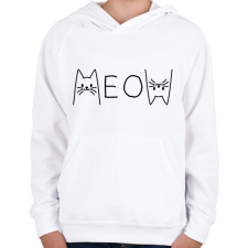 PRINTFASHION Meow - Gyerek kapucnis pulóver - Fehér gyerek pulóver, kardigán