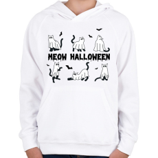 PRINTFASHION Meow Halloween - Gyerek kapucnis pulóver - Fehér