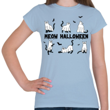 PRINTFASHION Meow Halloween - Női póló - Világoskék női póló