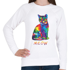 PRINTFASHION MEOW - Női pulóver - Fehér