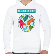 PRINTFASHION Meowcrobiology - Férfi kapucnis pulóver - Fehér férfi pulóver, kardigán
