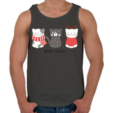 PRINTFASHION Meowy Catmas - Férfi atléta - Sötétszürke atléta, trikó