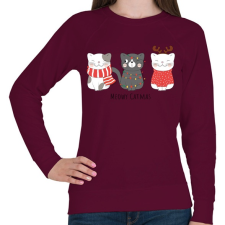 PRINTFASHION Meowy Catmas - Női pulóver - Bordó női pulóver, kardigán