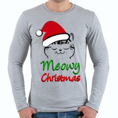PRINTFASHION Meowy Christmas! - Férfi hosszú ujjú póló - Sport szürke