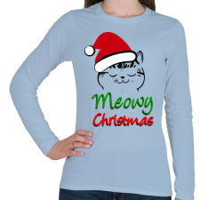 PRINTFASHION Meowy Christmas! - Női hosszú ujjú póló - Világoskék női póló